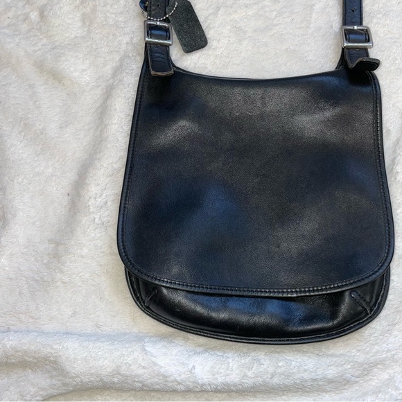 Coach Vintage Legacy Slim Saddle Crossbody Bag Charcoal Black Leather - Picture 2 of 5